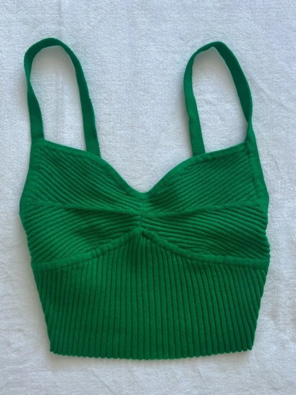 Vrg Grl Green Ribbed Knit Crop Top